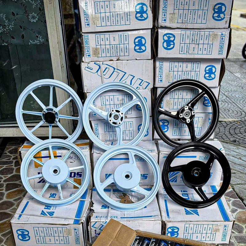 Mâm Vành 3 ĐAO Xe Máy Hylos Vario - AB - click - vison 3 Đao Trắng Đen ( vison thay khâu ab ) phụ tùng phụ kiện