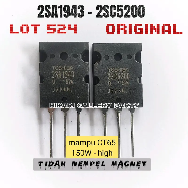 [1 SET] TR Tosshiba 2SA1943 2SC5200 lot 524 ORIGINALL / Transistor Final A1943 C5200 lot 524 150w high / tr final 1943 5200 seri 524 1 set toshiiba lot 524 a1943 c5200 orii Amplifier Rumah Amplifier Rumah Untuk Dalam Ruangan Untuk Panggung 0