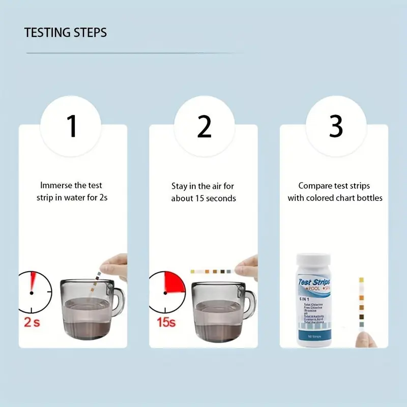 Swimming Pool Test Strips, 2 Bottles/100pcs Spa Test Strips, Swimming Pool Test Kit, Classroom Teaching Display Supplies 3