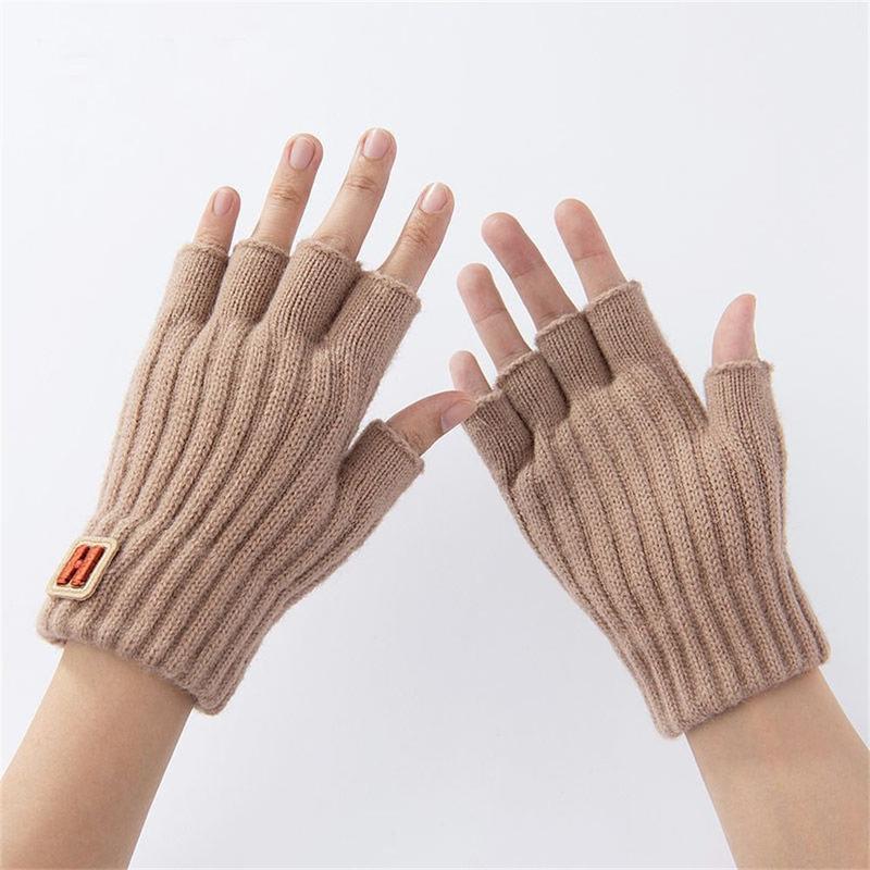 Product Introduction of Fashion Knitted Fingerless Gloves Thick Elastic Driving Gloves Warm Cold Proof Half Finger Gloves Winter 13