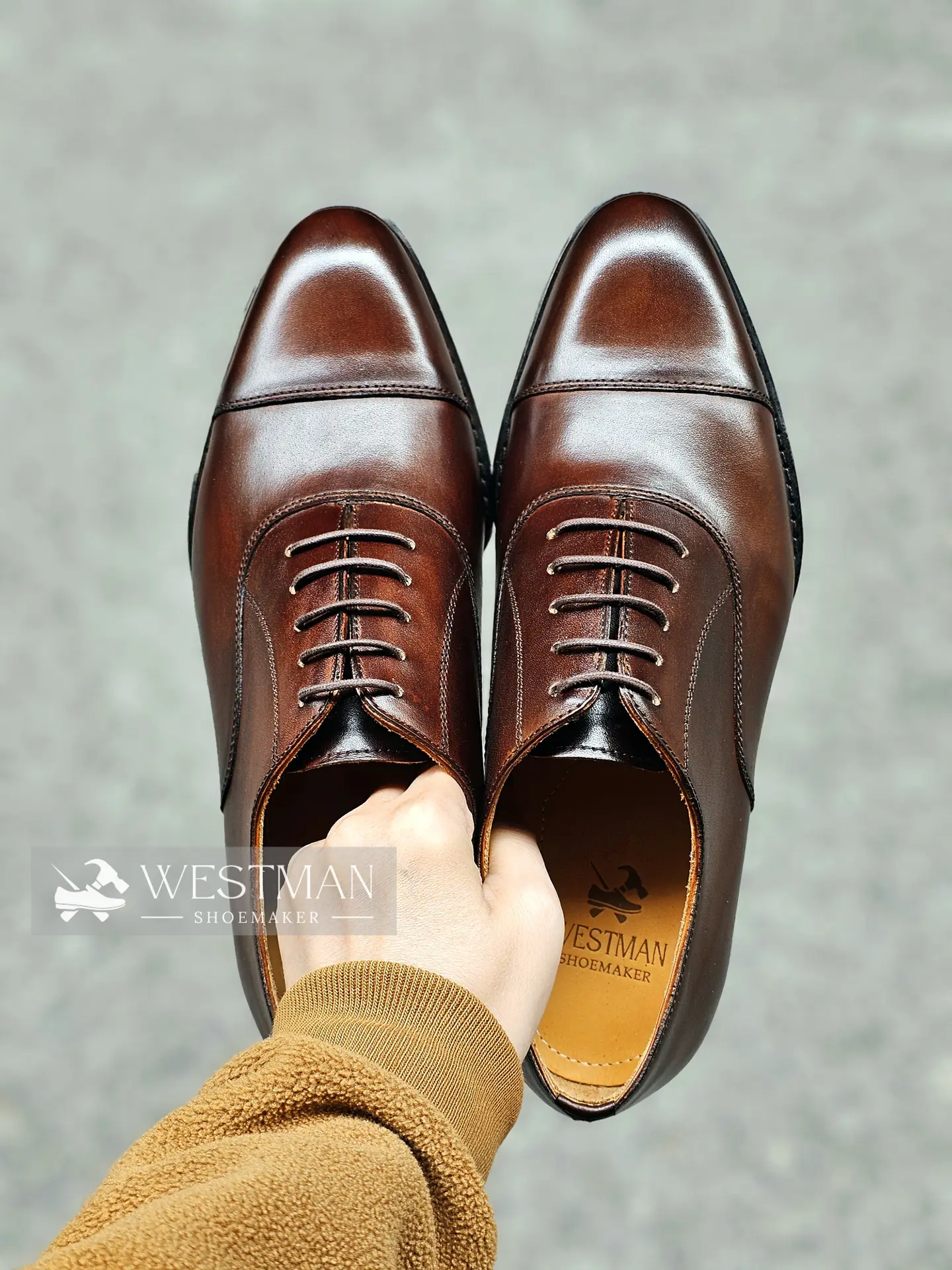 Giày Oxford Captoe Cao Cấp Westman W001NE - Màu Dark Brown
