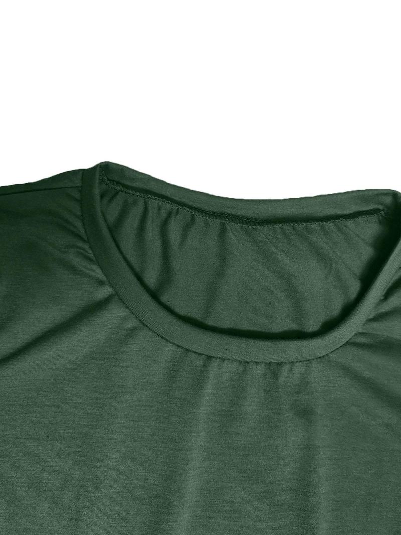 Product Introduction of Women's Plain Round Neck Split Side Long Dress, Casual Short Sleeve Crew Neck Dress for Summer, Ladies Clothes for Daily Wear, Casual Dresses 13