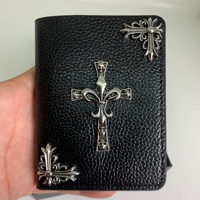 Ví đứng Chrome Heart da PU Cross x Anchor unisex fullbox 3
