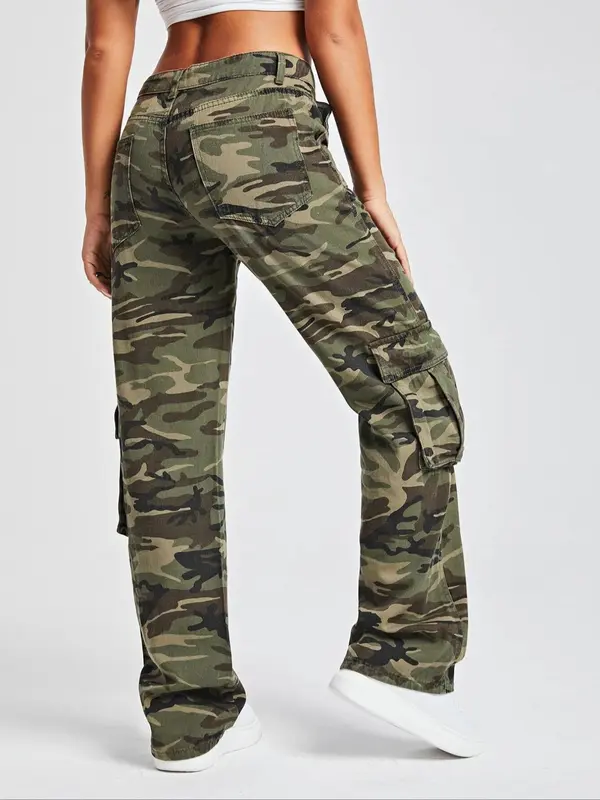 Women's Camo Print Straight Leg Jeans, Street Fashion Casual Denim Pants for Daily Wear, Ladies Bottoms for All Seasons 1
