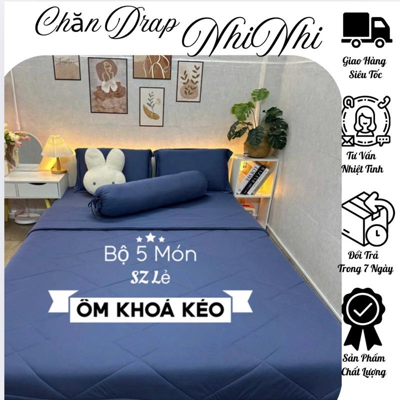 BỘ 5 MÓN SZ NHỎ ( 1 ga bo thun , 2 vỏ gối nằm , 1 vỏ áo ôm khoá kéo , 1 chăn hè 1m8x2m )