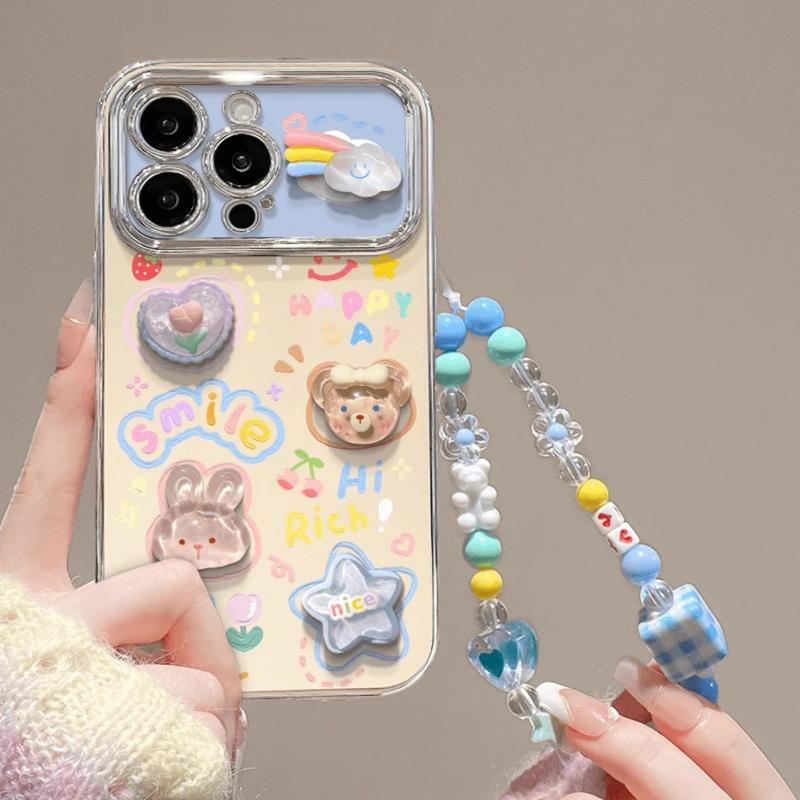  Ốp Điện Thoại Búp Bê Tự Làm Thiết Kế Dễ Thương Có Dây Đeo Buộc Tương Thích Với iPhone 17 Air 11 16 15 14 13 12 Pro Xs Max XR X 7 8 Plus Ins Hàn Quốc Ốp Chống Sốc Ốp Lưng Bảo Vệ 