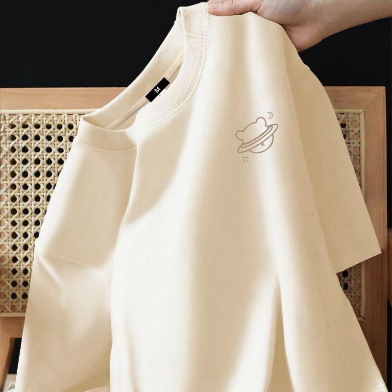 Áo thun ngắn tay nam  nữ thiết kế mùa hè hot girl áo thun trắng tôn dáng phong cách Menswear Cotton-0724