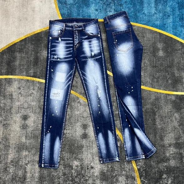 Quần jean nam xanh đê quyy vẩy sơn 4cúc thiết kế trẻ trung boy phố mẫu mới-TRÚC ANH SHOP Menswear Tre Pants