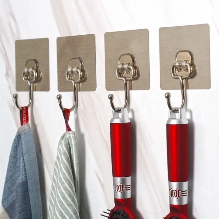 Móc Dán Tường Tráng Bạc 6.5cm, Móc Dán Tường Treo Đồ Chắc Chắn, Bền Đẹp
