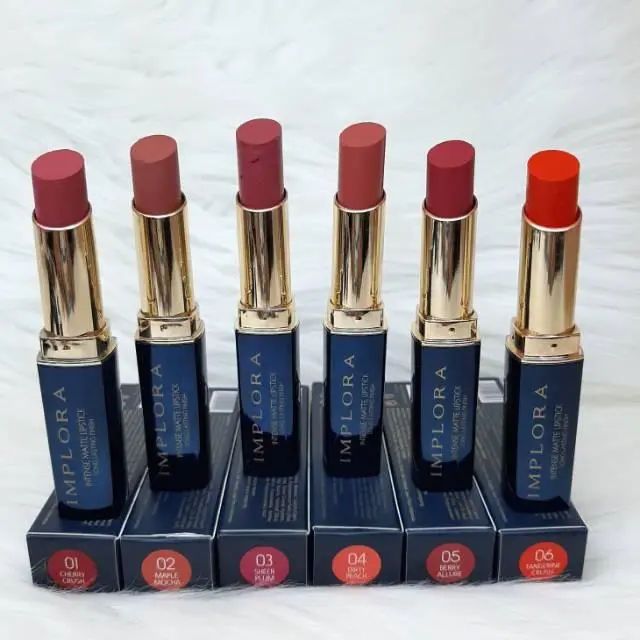 K - IMPLORA LIPSTICK MATTE INTENSE Berry Cherry Lasting Peach Gloss Liquid Glaze