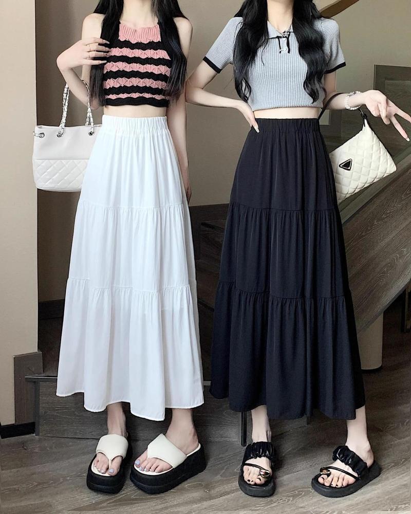 Product Introduction of White Cake Dress Skirt Women's Summer High Waist Pleated Skirt Mid-Length A- line Skirt Small Umbrella Skirt Pettiskirt A- line Skirt Girls' Dress 4