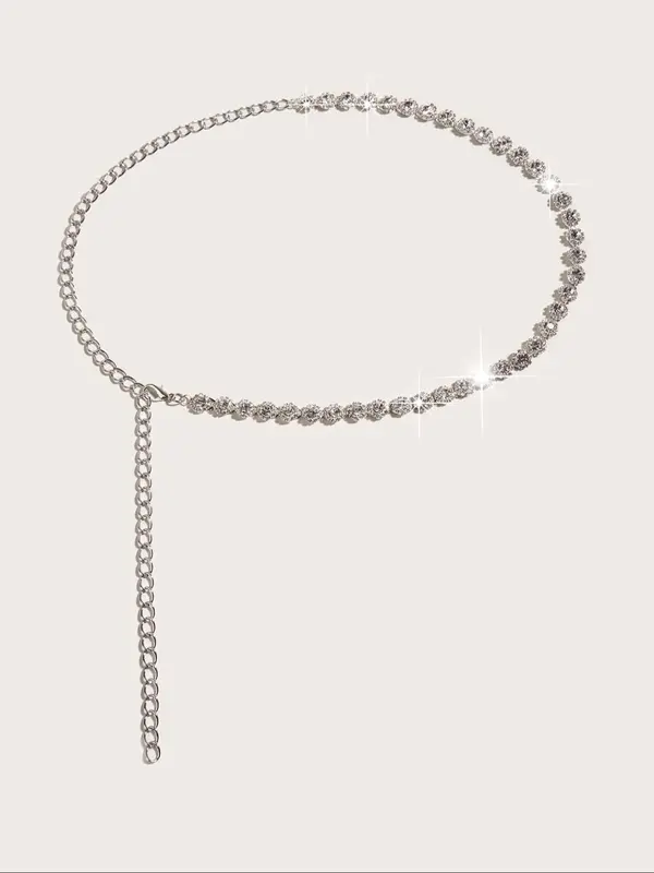Women's Rhinestones Decor Chain Belt For Dress, Elegant Iron Waist Belt For Evening Party, Daily Clothing Decoration 8