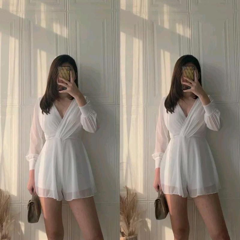 BARBARA JUMPSUIT-STELAN WANITA BANGKOK V NECK TANGAN Panjang 1
