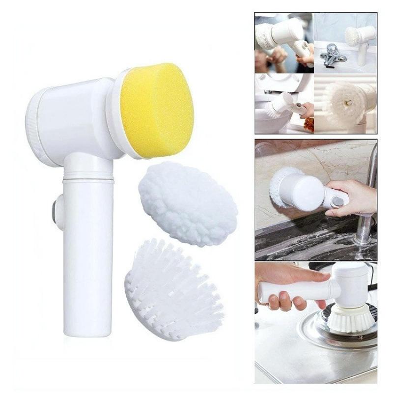 Bàn Chải Làm Sạch Bằng Điện, Đa Chức Năng, 5 Trong 1, Cầm Tay Và Cầm Tay, Thích Hợp Cho Nhà Bếp Và Phòng Tắm, Bàn Chải Rửa Chén, Dụng Cụ Vệ Sinh Nồi, Bàn Chải Làm Sạch 2
