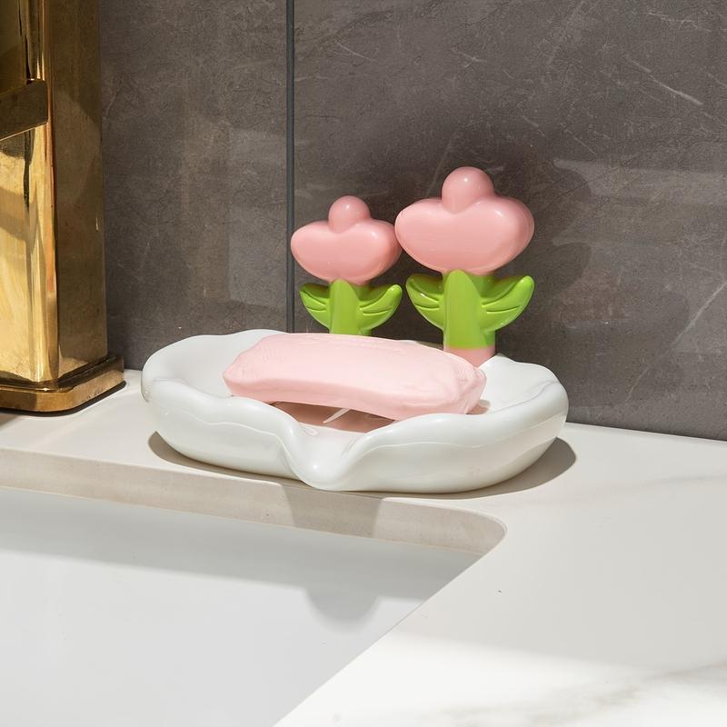 Đĩa Đựng Xà Phòng, Thiết Kế Sáng Tạo Và Dễ Thương, Khay Đựng Xà Phòng Thoát Nước, Giá Đỡ Xà Phòng Trang Trí Hoa, Giá Để Xà Phòng Cho Phòng Tắm, Giá Để Đồ Xà Phòng, Trang Trí Nội Thất, Phụ Kiện Phòng Tắm, Mua 1 Tặng 1 2