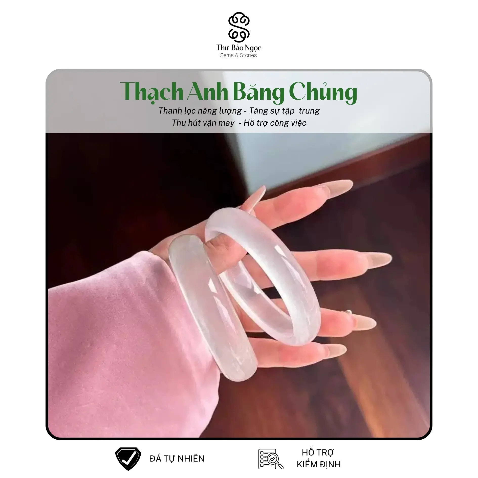 Vòng Tay Thạch Anh Băng Chủng Tự Nhiên Cao Cấp - THƯ BẢO NGỌC
