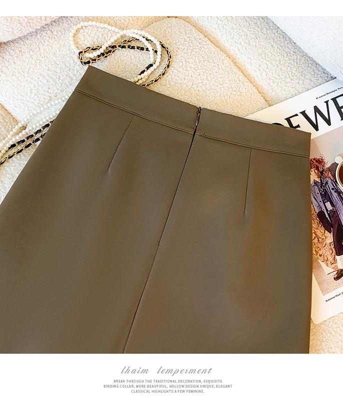 Product Introduction of AMMIN Korean style zipper high waist fashion pleated chiffon skirt Women 2024 Spring Fall retro solid color commuter A-line anti-slip hip wrap one-step dress 10