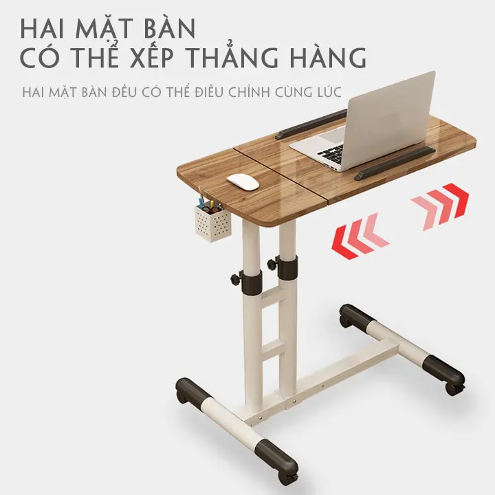 Bàn Học, Bàn Làm Việc Đa Năng Di Động, Gấp Gọn Thông Minh Nâng Hạ Chiều Cao, Kèm Giỏ Bút 3