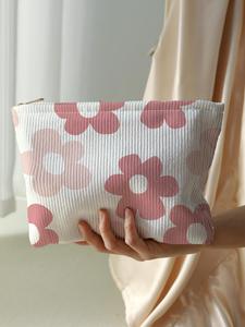 Bolsa de maquillaje con patrón floral, bolsa de almacenamiento casual y versátil, bolsa de maquillaje de viaje, adecuada para mujeres y todo tipo de ocasiones