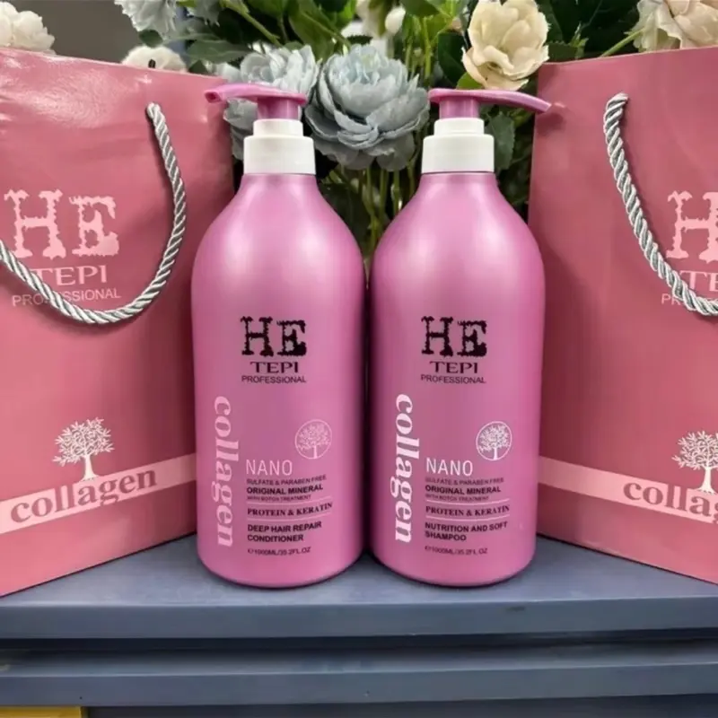 Cặp dầu gội xả collagen HET TEPI 1000ml hương nước hoa giúp tóc thơm lâu kiềm dầu giảm rụng tóc