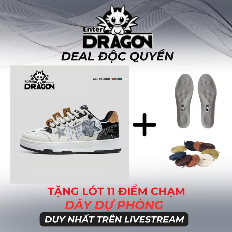 [Enterdragon X Vinhbanhbo] Combo Độc quyền Giày thể thao sneaker nam nữ Enter Dragon White Wine + Lót 11 điểm chạm massage bàn chân + dây da dự phòng