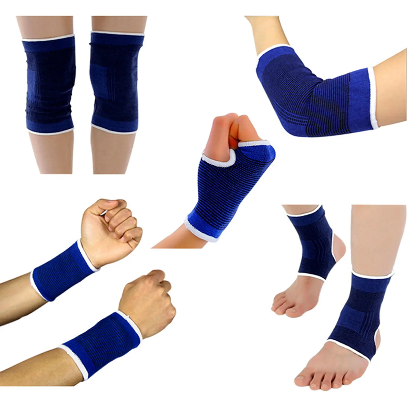 5pair/set Sports Protective Gear Set Cotton Knee Pads Wrist Pads Ankle Pads Elbow Pads Palm Pads Outdoor Royal Blue Riding and Dancing Protective Gear For Women Men