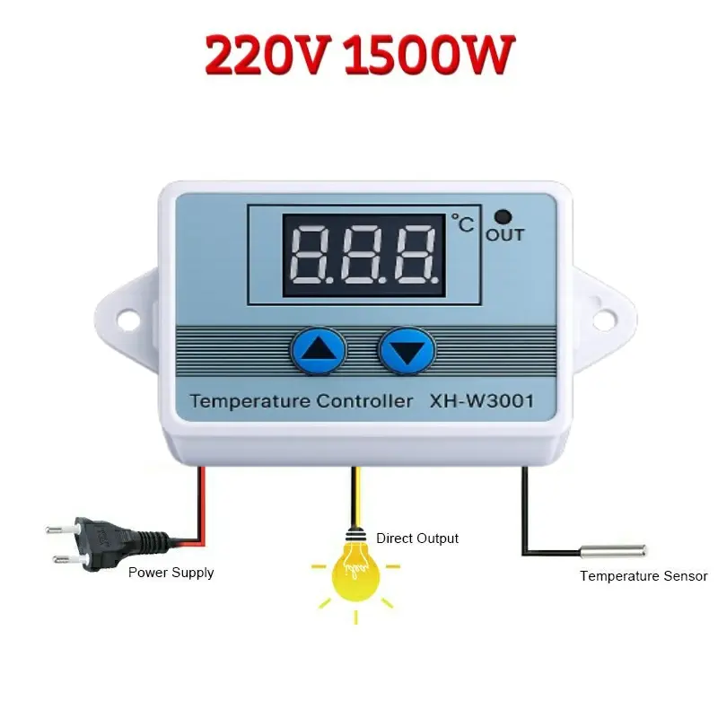 digital thermostat xh w3001 temperatur pengatur suhu 220 penetas telur