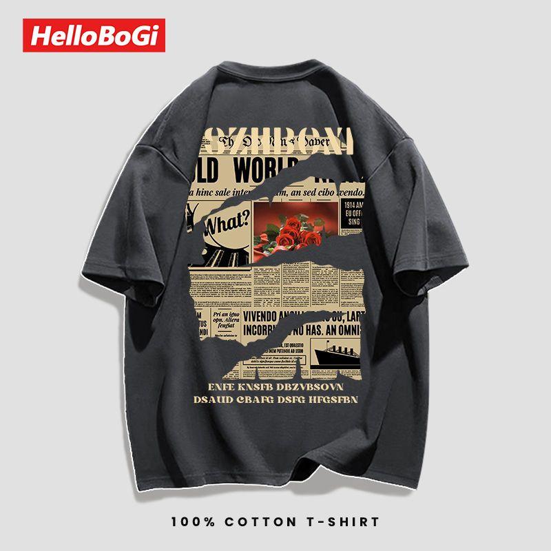 Áo Thun Ngắn Tay 100% Cotton, Phong Cách Hàn Quốc, Retro, Thời Trang, In Ấn, Áo Mùa Hè 2