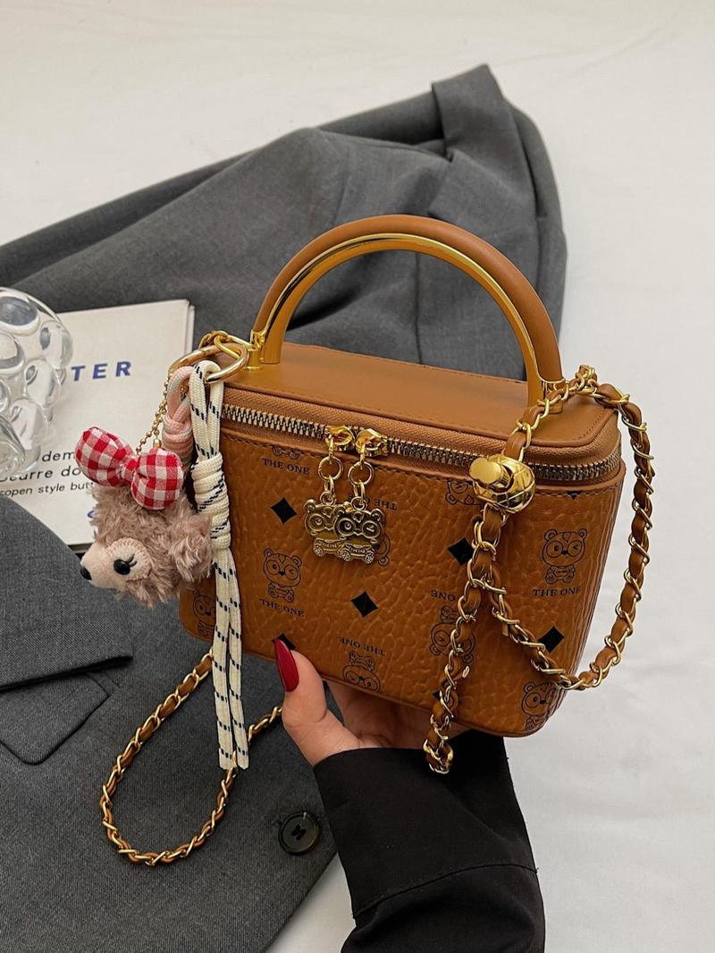 Product Introduction of Fashion Letter & Animal Pattern Crossbody Bag, Casual PU Leather Zipper Shoulder Bag for Women, Trendy All-match Commuter Bag for Daily Used 2