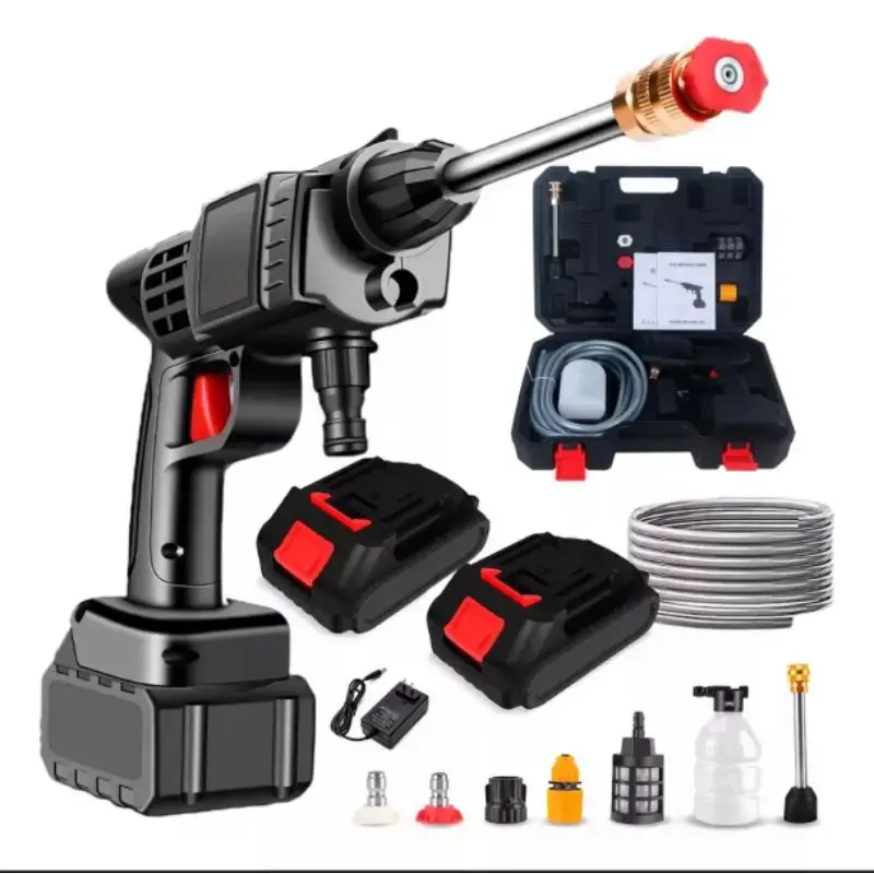 Lavadora de Alta Pressão Portátil - Equipada com 2 Baterias Recarregáveis, Estojo de Transporte Profissional e Alcance de Pulverização de 8 Metros