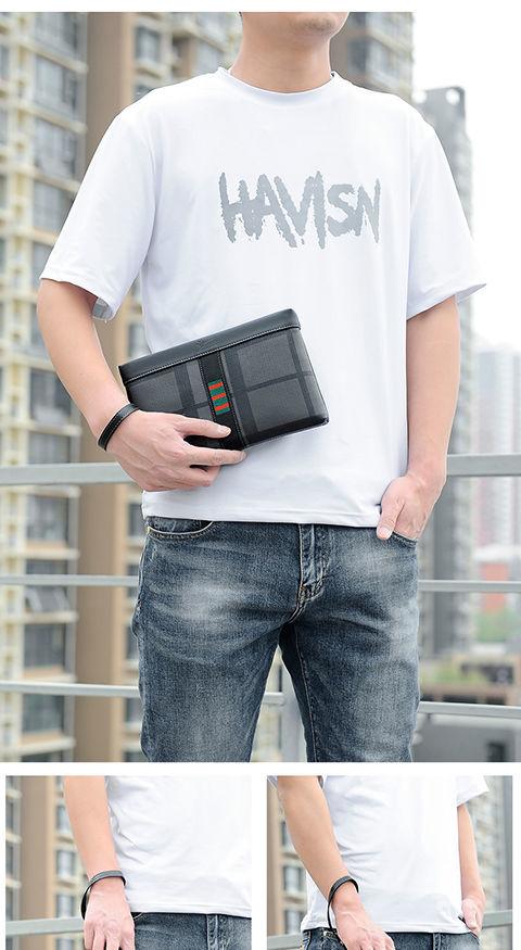 Product Introduction of 2023 New Men's Clutch Business Outing Authentic Leather Tactile Feel Lightweight and Large Capacity Envelope Clutch Male Wallets 10