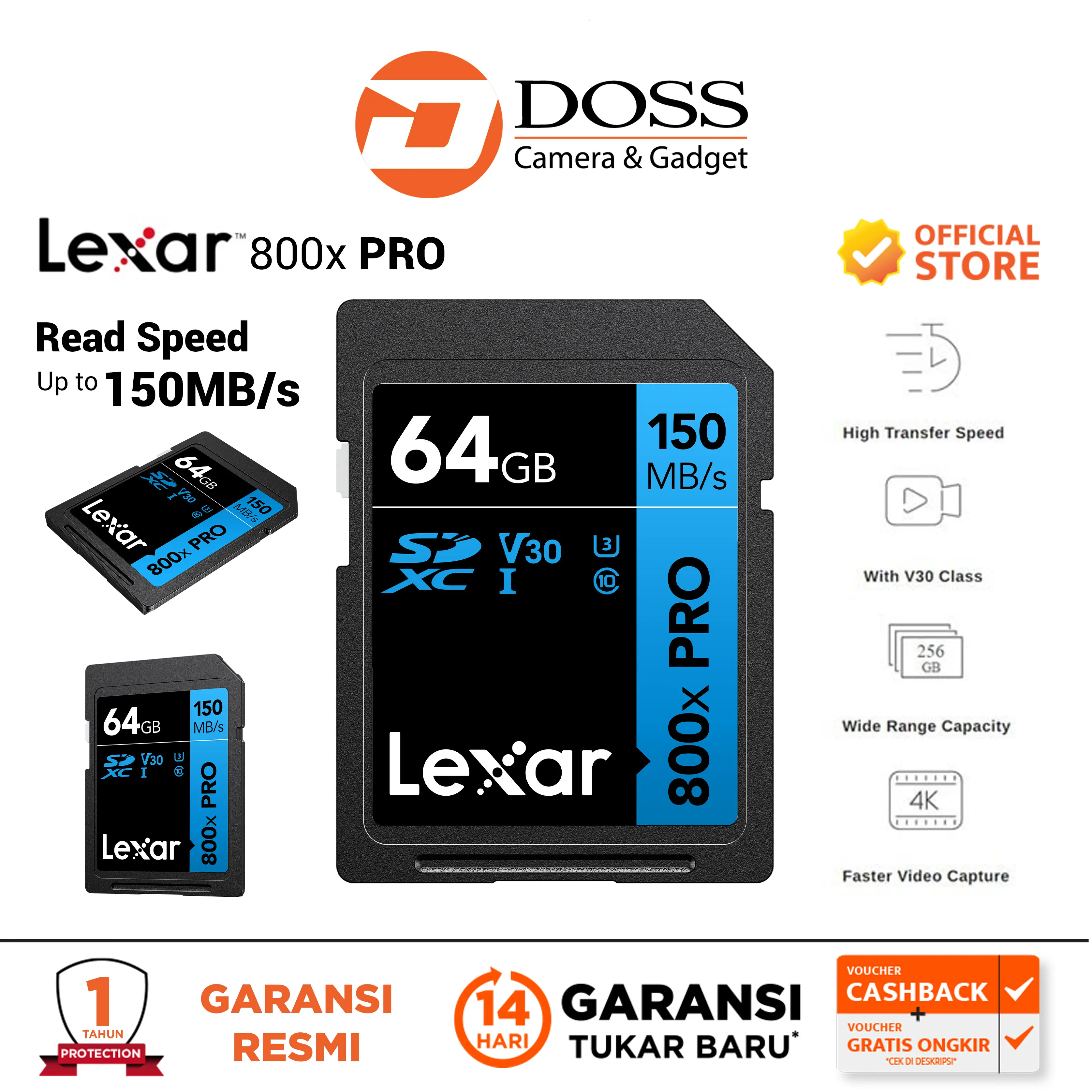 Lexar 64GB Professional 800x SDXC UHS-I Memory Card / SD Card 64GB Otg Storage