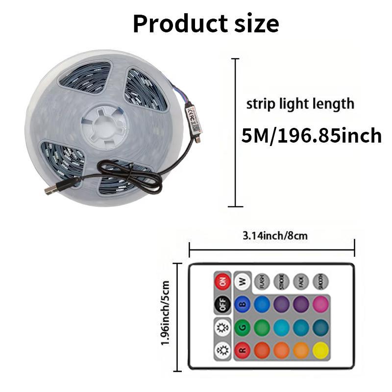 RGB LED Strip Light, 1 Count TV Backlight Music Sync Flexible Diode Tape Light with App Control, USB Powered RGB Colorful Strip Light, Ambient Light 1