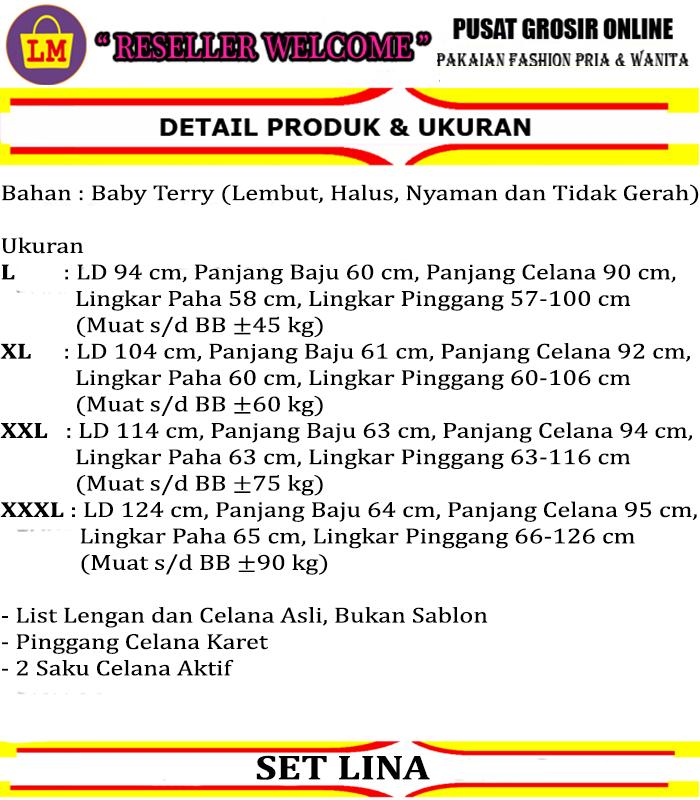 Setelan Kaos Olahraga Senam LINA Training Wanita Babyterry L - 3XL / 52017-64020 Baju Celana