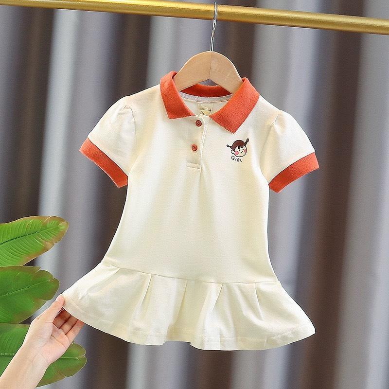 Mẫu Váy cổ bẻ GIRL dành cho bé gái sz 10-35kg. có 3 màu cho các mẹ chọn 1