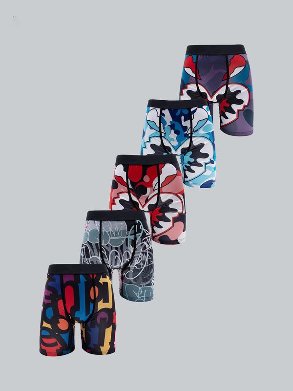 Men's All Over Print Boxer Brief, Casual Comfy Breathable Underwear for Daily Wear, Mens Underwear for All Seasons 4