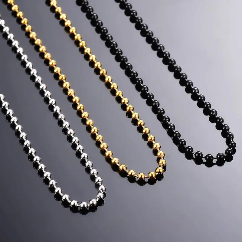 Chuỗi hạt gợn sóng dễ phối đồ, dây chuyền phụ kiện tự làm, hạt tròn 2,4mm bằng thép không gỉ, vòng cổ thép titan Nữ Trang Sức dây  chuyền  aquamarine