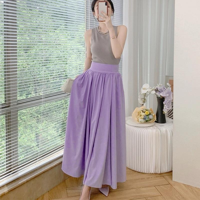 Chân Váy Dáng Dài 90cm 2 Lớp Màu Tím Vàng Hồng Trắng Xanh Đen Dáng Maxi Đi Tiệc Đi Chơi Du Lịch Nữ