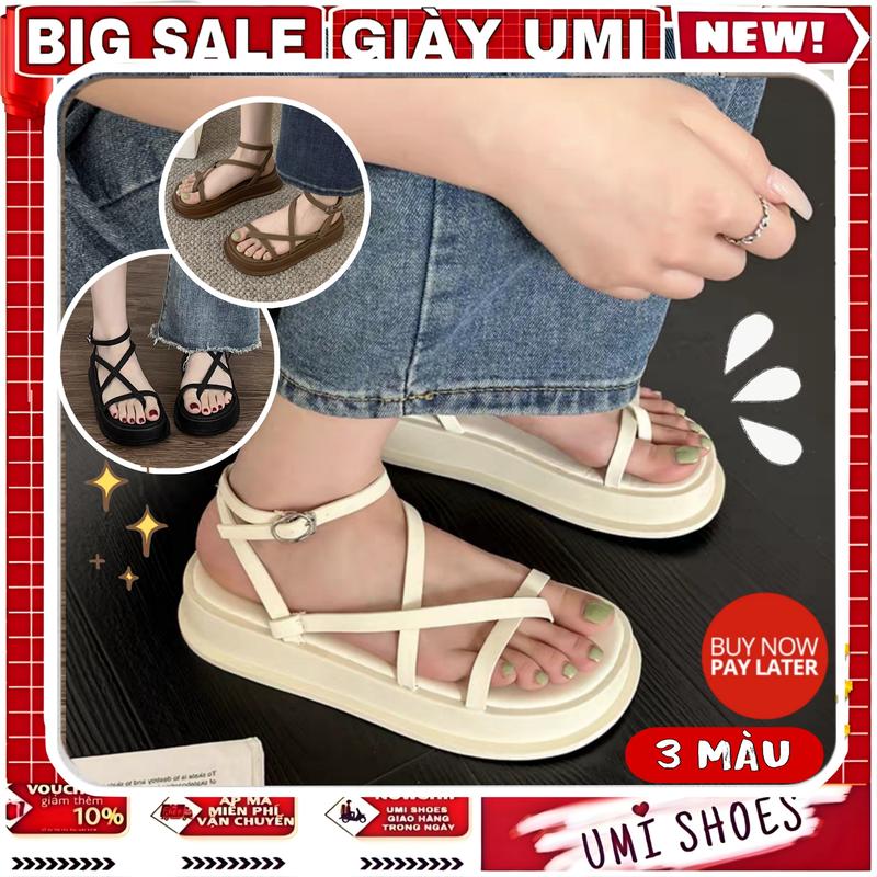 Giày Sandal nữ xỏ ngón quai chéo MILIN đế 3p Dép xăng đan