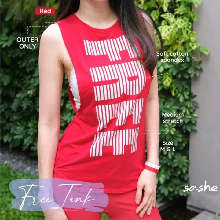 Free Tank (OUTER ONLY) Rompi Tanktop Olahraga Wanita Senam Aerobic Zumba Nyaman Uniseks Cepat Kering Berpori 1