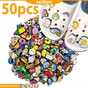 50pcs DIY  Olahraga Aksesori Sepatu Sandal Pas Pin Sandal Dekorasi Hadiah Anak-anak No Repeat Random