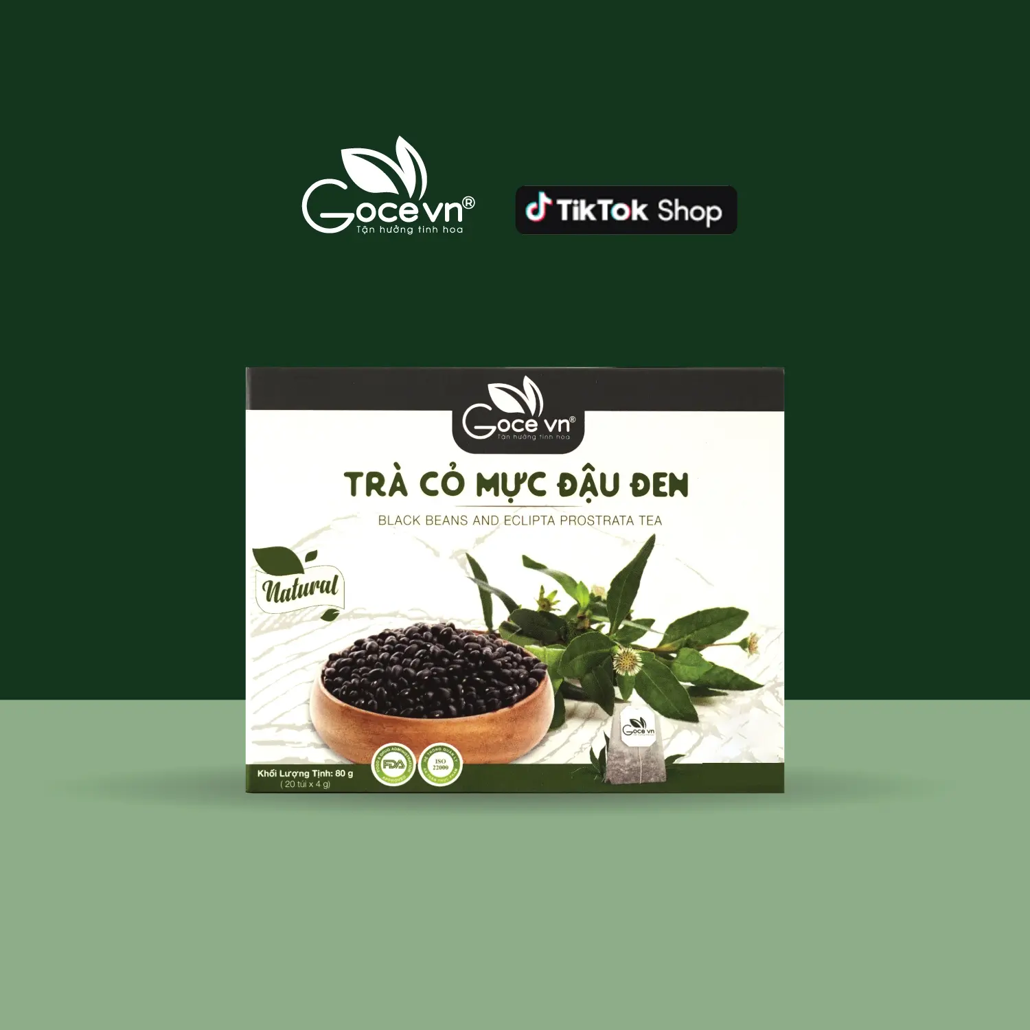 Trà cỏ mực đậu đen túi lọc Goce - 80g (20 túi x 4g) - Nước Trà, Tea