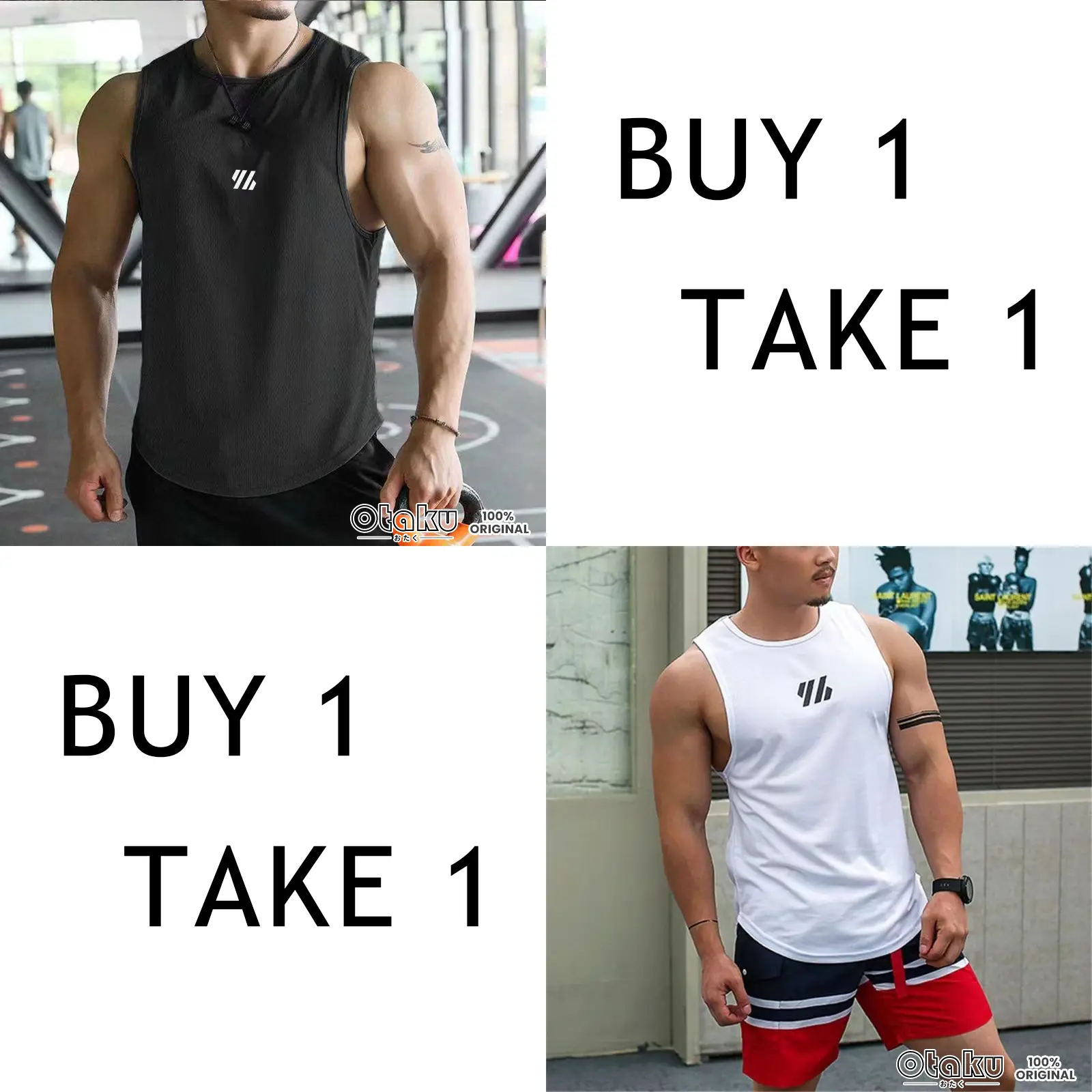 OTAKU Sando For Men BUY 1 TAKE 1 Gym Shirts Muscle Tee Quick-drying Fitness Sleeveless Tanks