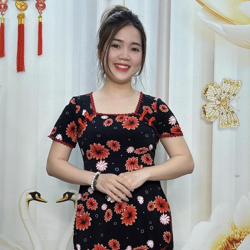 A65 Đồ bộ sẩm bông thun nữ trung niên hoạ tiết bông loang bắt mắt thương hiệu Hải Sơn Women 1