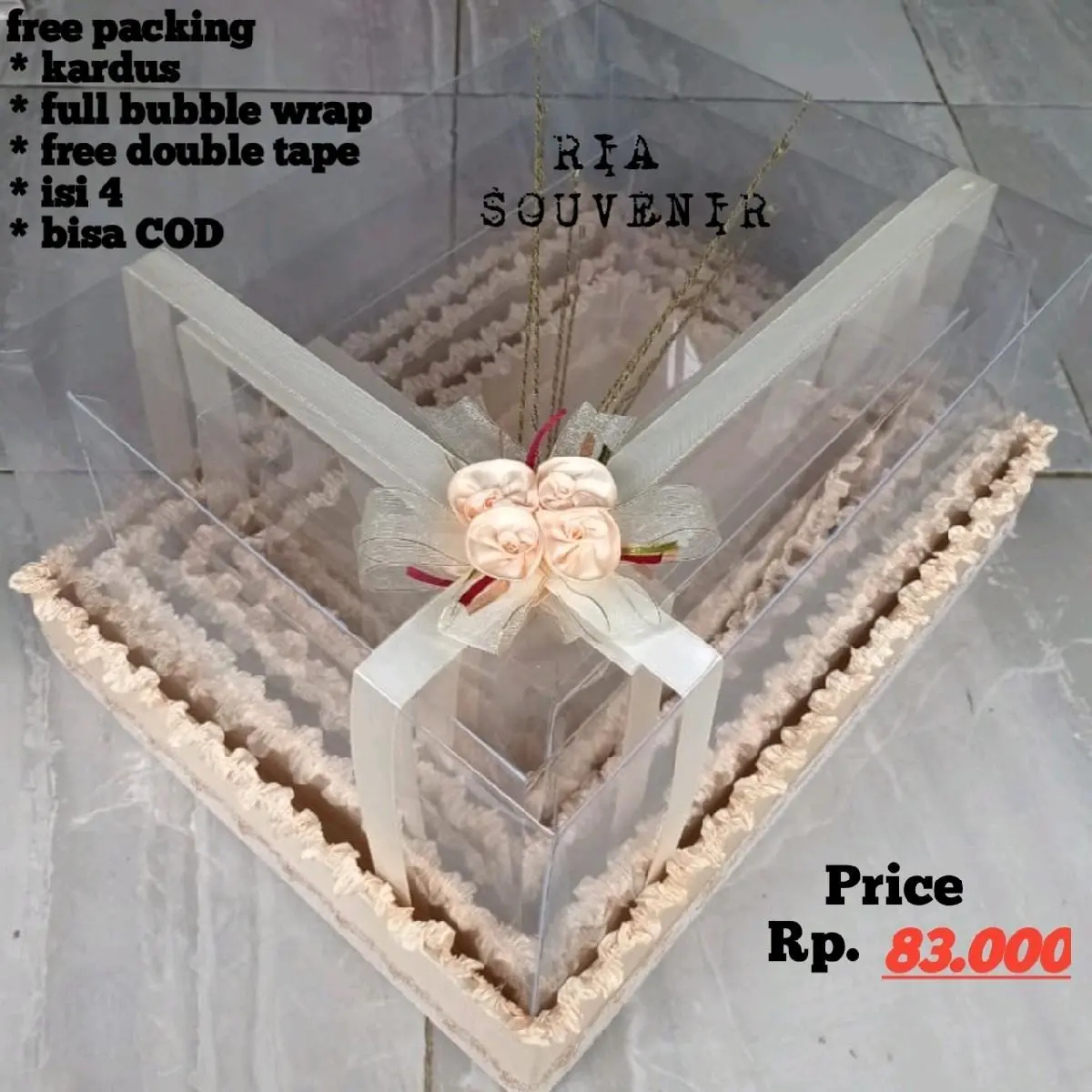 kotak seserahan set lengkap isi 4 hantaran pernikahan mika hias pita satin merah foto Silver
