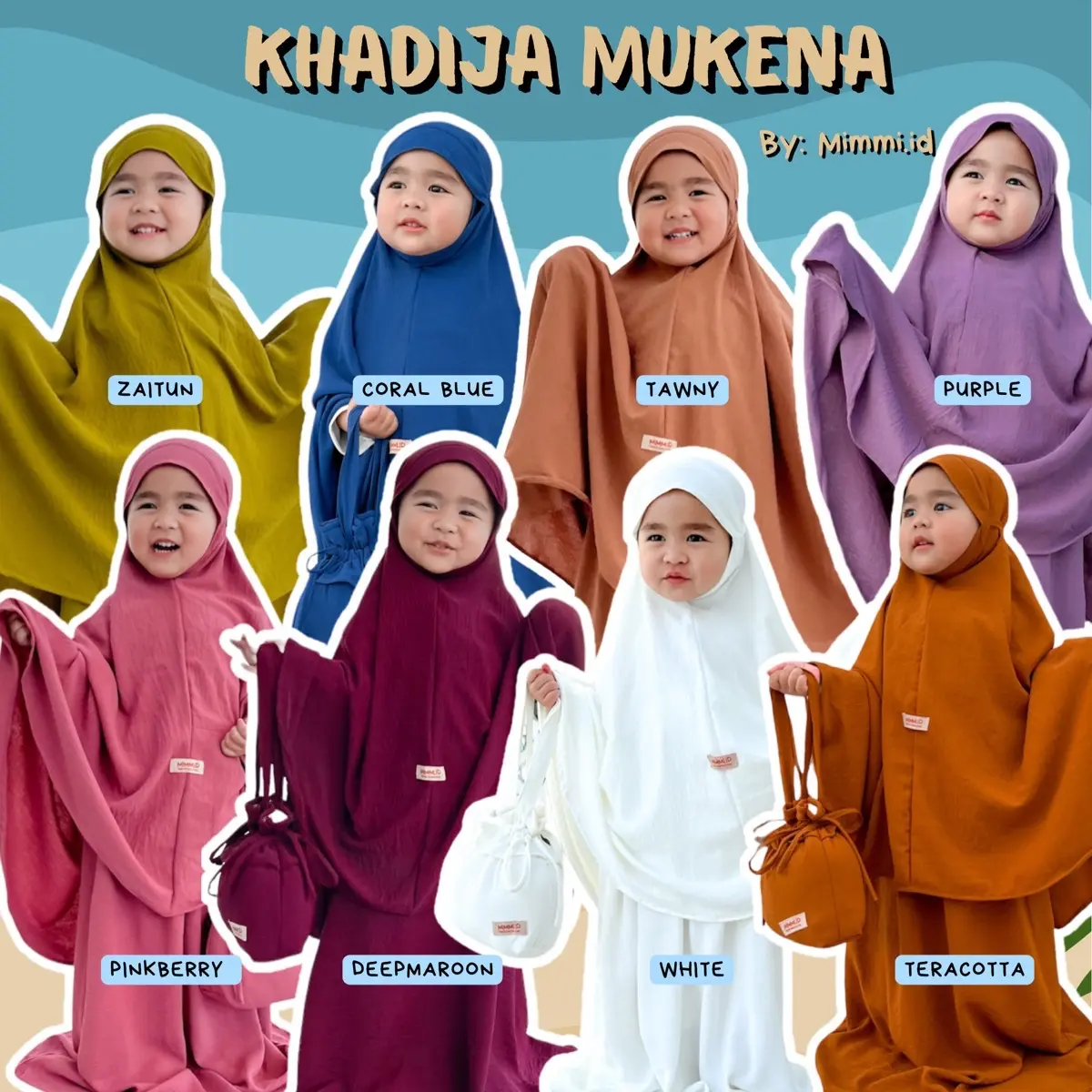 [MIMMI.ID] Khadija Mukena Softpad Anak || Bahan Crinkle Airflow Bayi Muslim Panjang Full Warna Include Tas Dan Sajadah Nyaman Mukenah