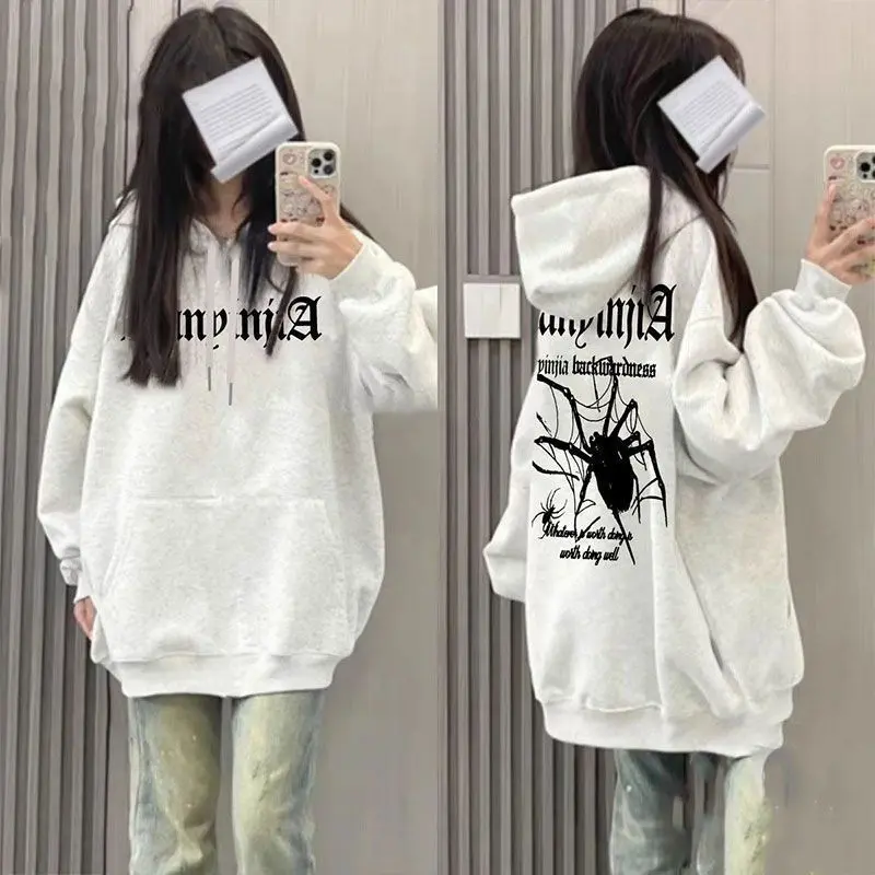 Áo Nỉ Lông Cừu Có Mũ Trùm Đầu Cổ Điển Cổ Điển Mỹ, Dành Cho Nữ, Trang Phục Mùa Đông, Thiết Kế Đẹp Hình Nhện, Áo Đôi Hợp Xu hướng Độc Đáo, Có Sẵn Năm 2025