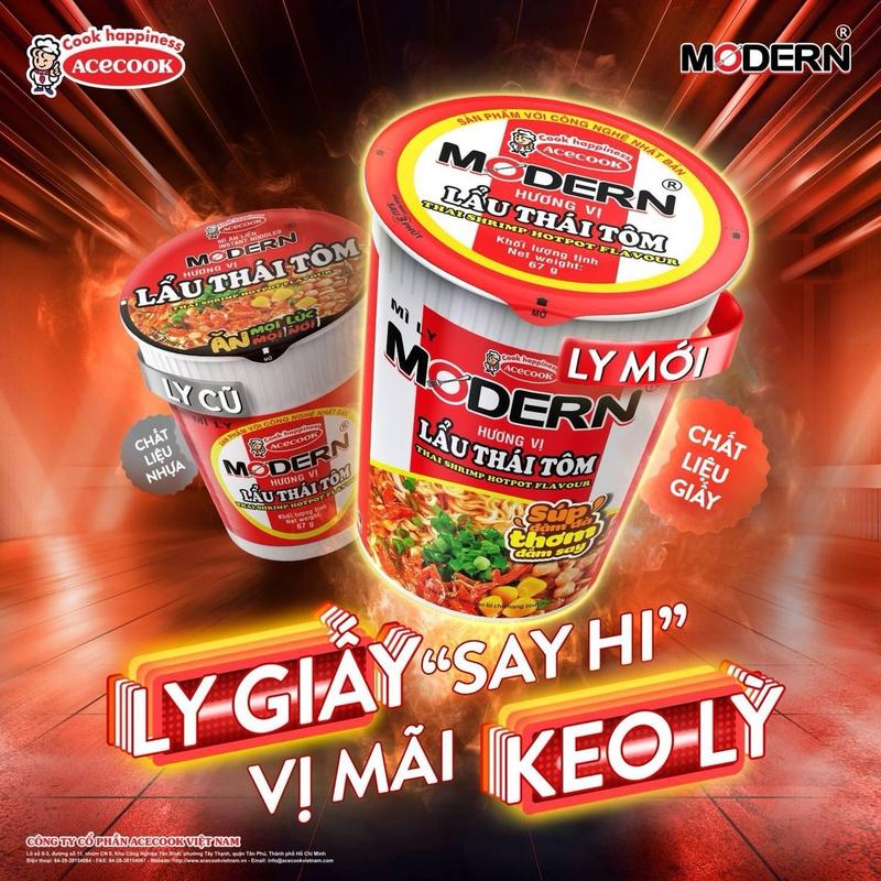 1 thùng Mỳ Ly Moden mix vị Bò + Lẩu Thái Tôm thùng 24 ly