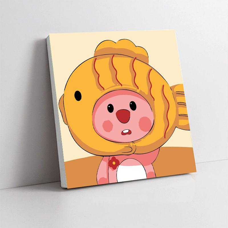 Tranh số hoá Cô Bé Kuromi Hoạt Hình Tranh Tô Màu 20x20cm dễ thương đầy đủ cọ, màu, căng khung sẵn MEILI STORE 9