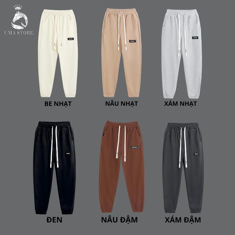 Combo 3 Set Quần Jogger Nam Nữ Mác Chữ Nhật Nhung Tăm cao cấp UMA STORE thu đông thể thao hot new 2024 đen be nâu ghi có dây rút bản to cho Nam - Menswear Pants Sport Tập Thể Dục